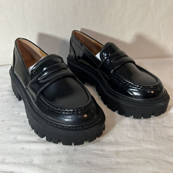 Chunky Retro Loafers Women 5.5 Black - Picture 1 of 12